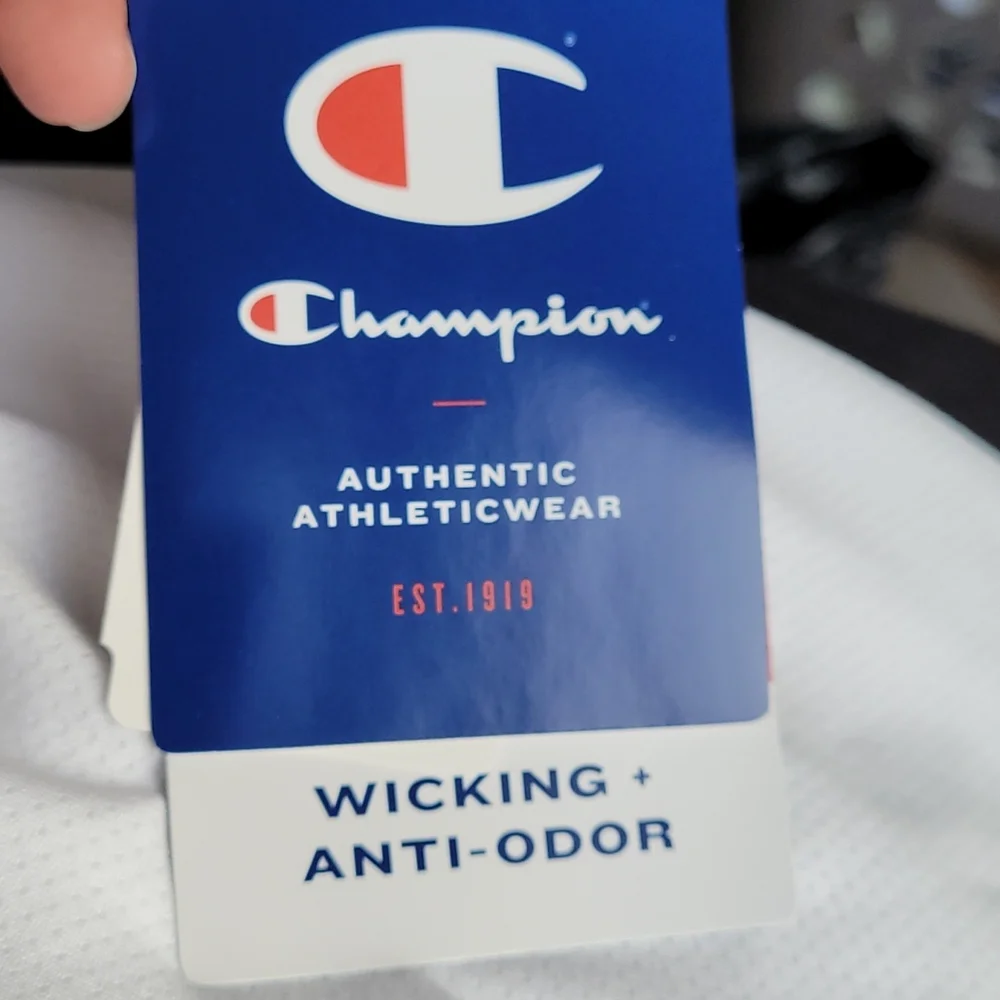 Champion Wicking Anti Odor Breathable White Tee Size Medium NWT - Picture 5 of 7